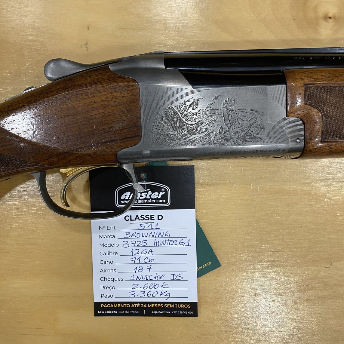 Browning B725 Hunter G1 12GA Arma 2ª mão (Iva Bens 2º mão, d. lei nº199/96)