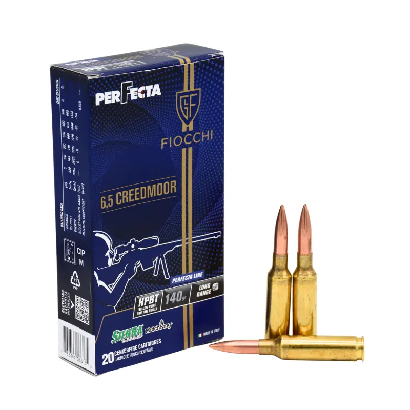 Cx 20 Munições Fiocchi HPBT Perfecta 140gr 6,5 Creed.