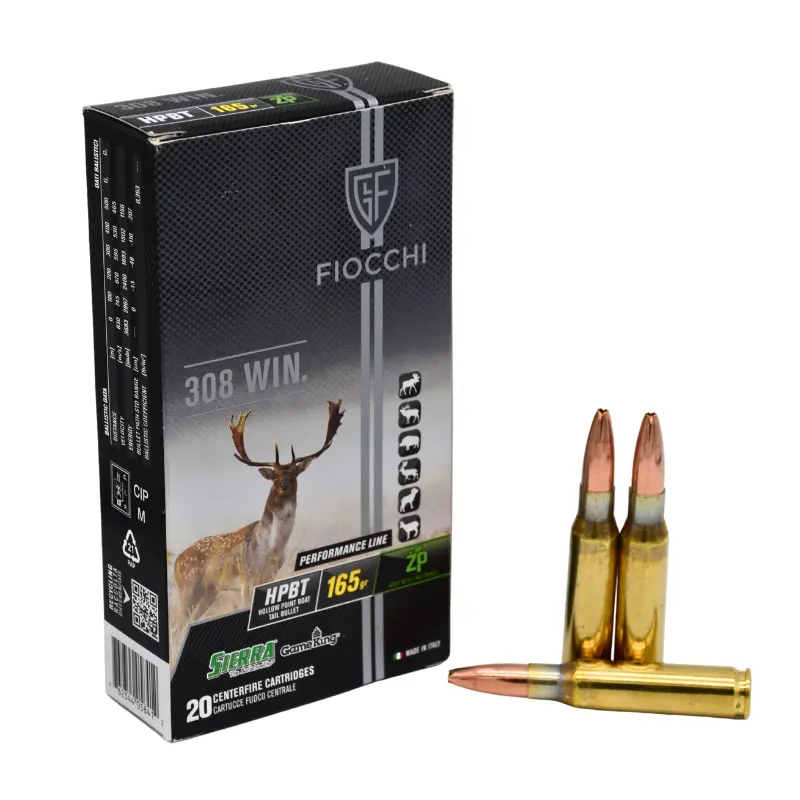 Cx 20 Munições Fiocchi HPBT SGK 165gr 308Win.