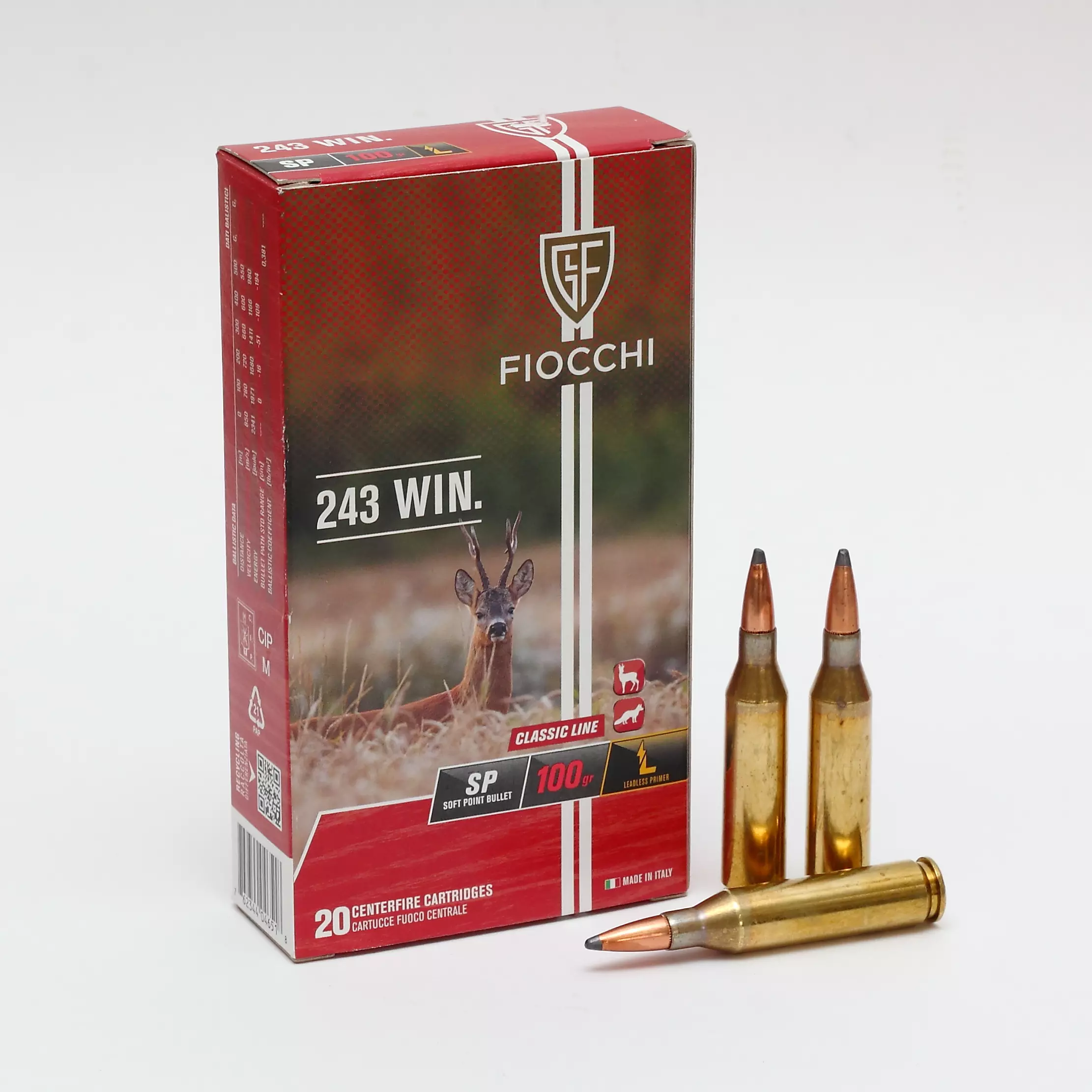 Cx 20 Munições Fiocchi SP 100gr 243Win.