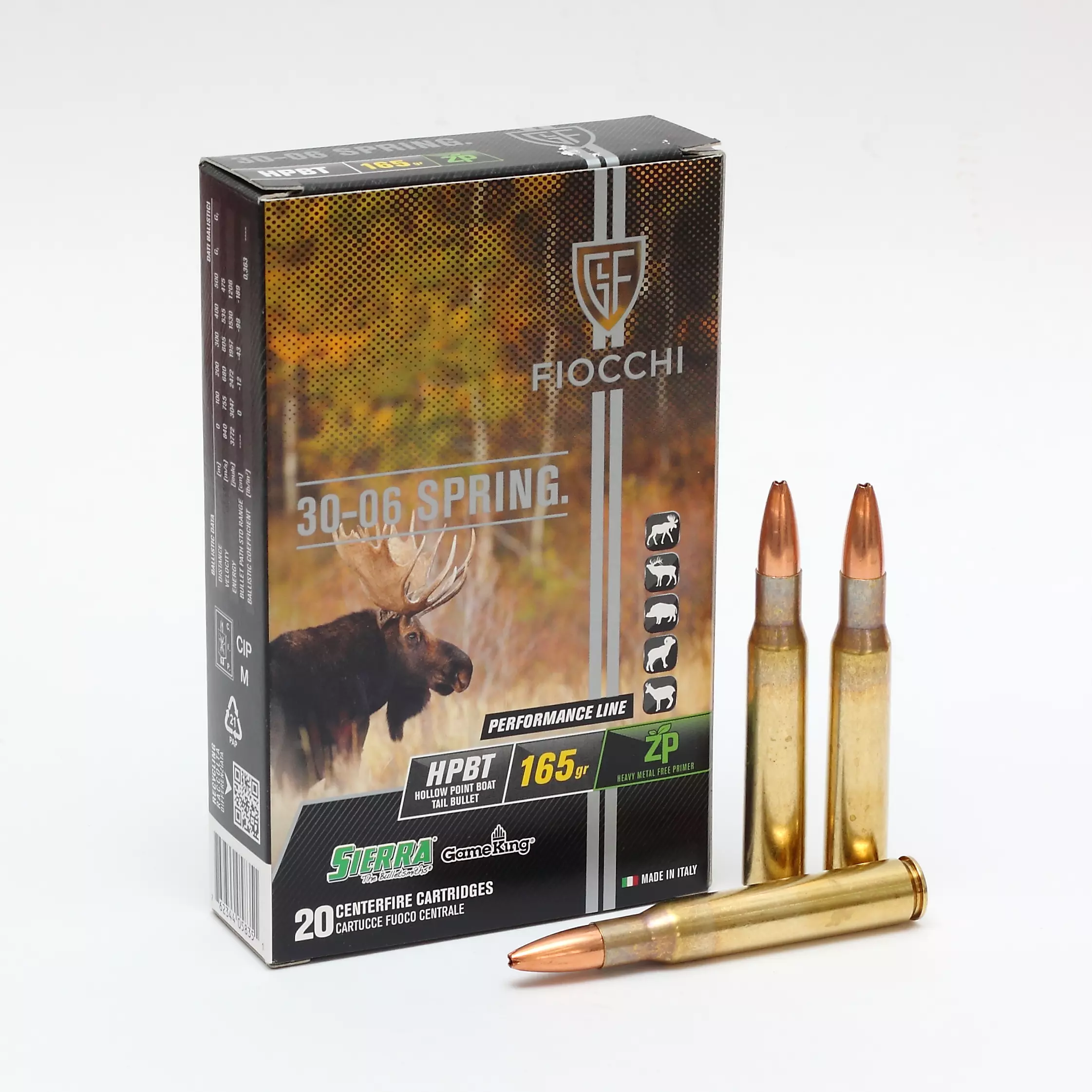 Cx 20 Munições Fiocchi HPBT 165gr 30.06SPRG