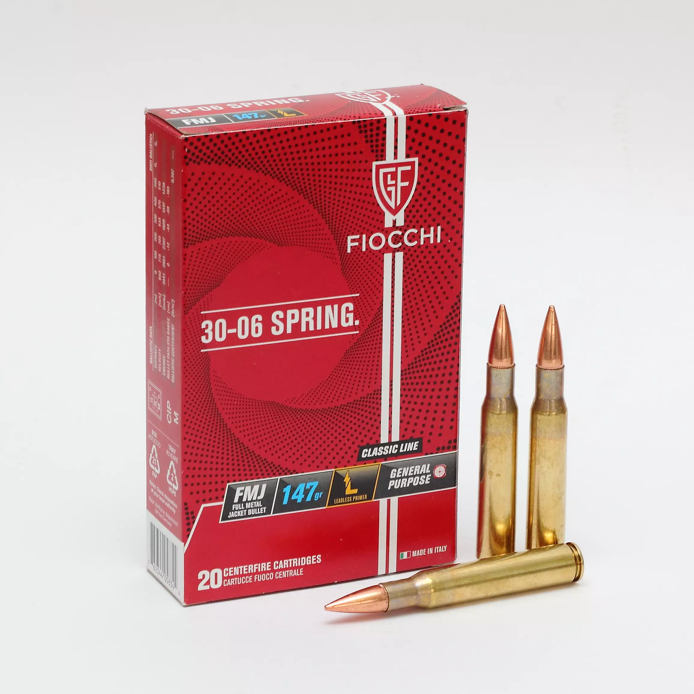Cx 20 Munições Fiocchi FMJ 147gr 30.06SPRG