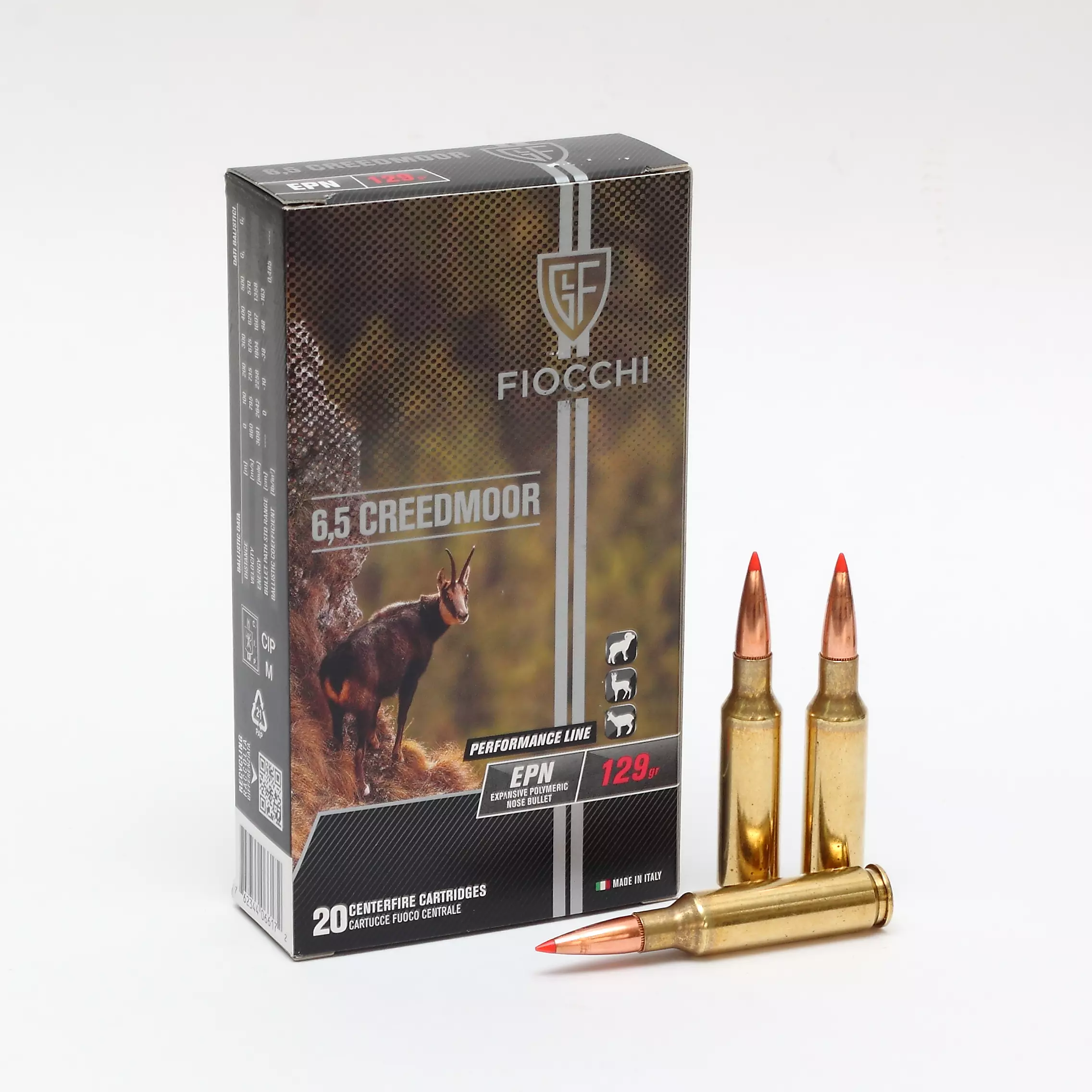 Cx 20 Munições Fiocchi EPN 129gr 6,5 Creed.