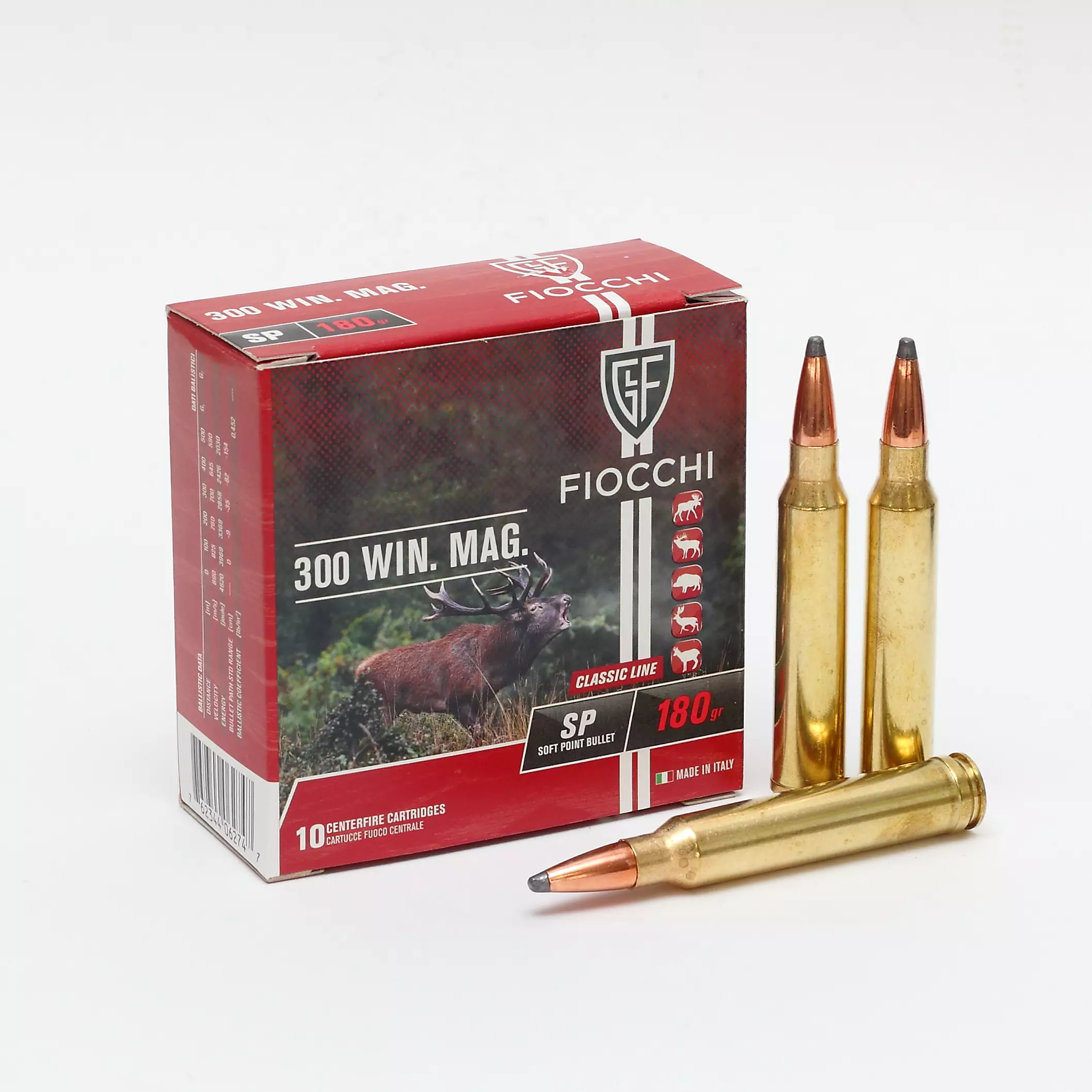 Cx 10 Munições Fiocchi SP 180gr 300Win.Mag.