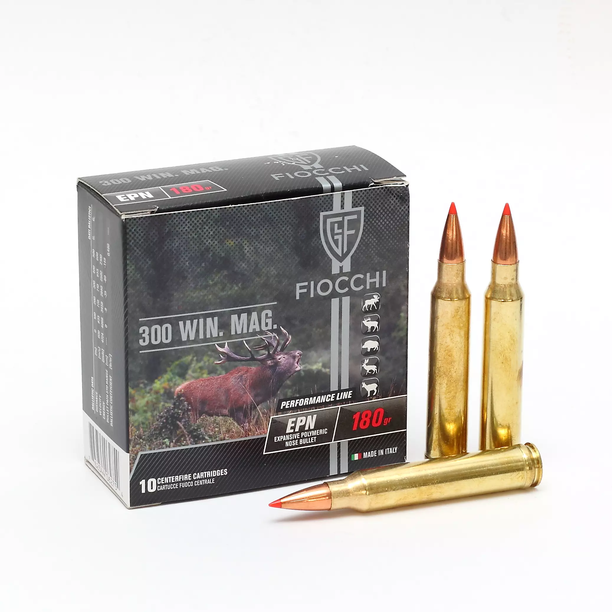 Cx 10 Munições Fiocchi EPN 180gr 300Win.Mag.