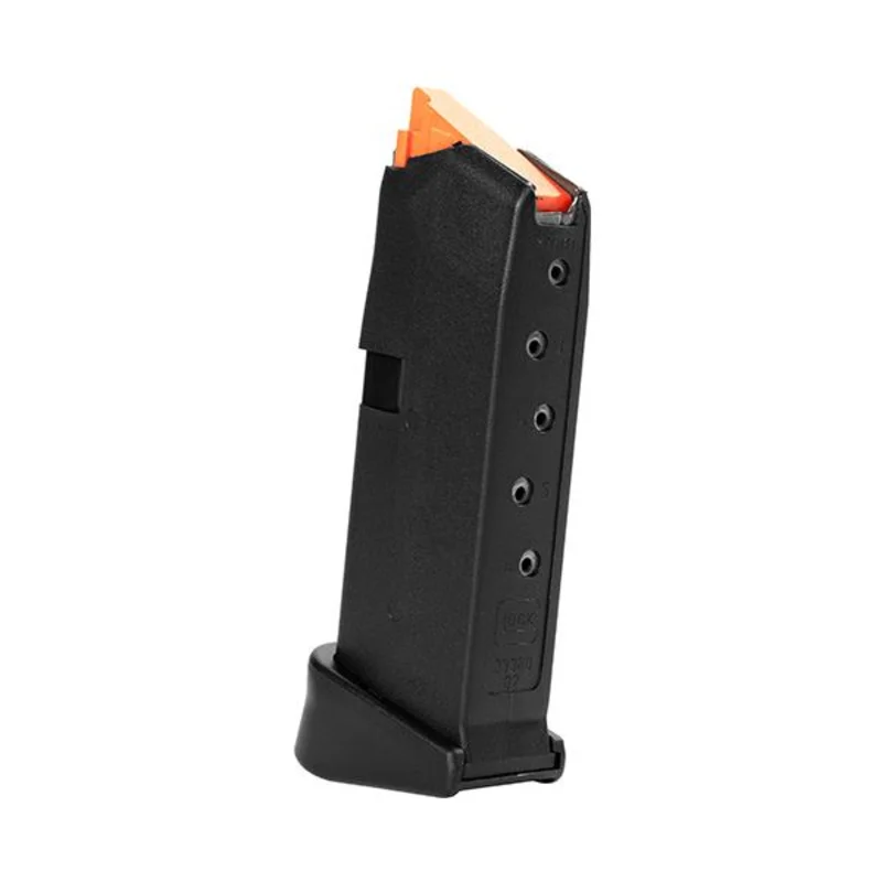 Carregador GLOCK 43 c/ extensor (6 tiros) base laranja